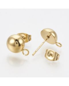 304 Stainless Steel Udica za viseće Minđuše - 9x6mm, alka 1,5mm, igla 0,8mm - boja zlata ( 204009 )