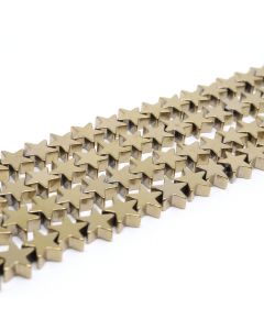 Hematit perle 6x6 mm, boja metalik zlatna, Cena je data za 1 niz od oko 39cm, Niz sadrži oko 60 perli ( 2131082 )