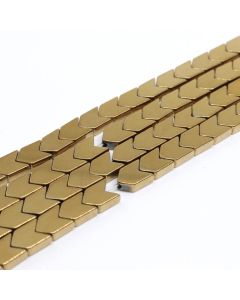 Hematit perle  6x8 mm, boja metalik zlatna, Cena je data za 1 niz od oko 39cm, Niz sadrži oko 48 perli ( 2131115 ) 