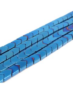 Hematit perle 6x8 mm, boja metalik plava, Cena je data za 1 niz od oko 39cm, Niz sadrži oko 48 perli ( 2131143 )