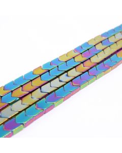 Hematit perle  6x8 mm, boja metalik multicolor, Cena je data za 1 niz od oko 39cm, Niz sadrži oko 48 perli ( 2131147 ) 