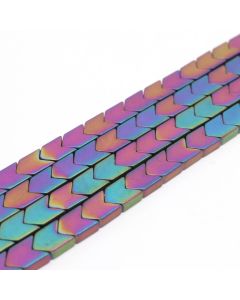 Hematit perle  6x8 mm, boja mat metalik multicolor, Cena je data za 1 niz od oko 39cm, Niz sadrži oko 48 perli ( 2131151 ) 