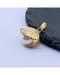304 Stainless Steel Privezak Školjka 19x17 mm/1 kom Gold IP...26SS03-C-G