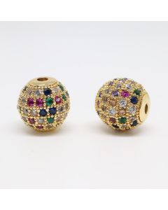 Perla 10mm pozlata Yellow Gold + CZ cirkoni multy color (  332018 )