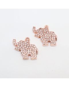 Privezak slonić 13 x 13 mm, prevlaka Rose Gold + CZ cirkoni ( 332056 )