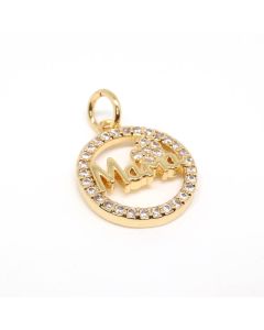 Privezak  Mama 15x13x2mm  prevlaka pozlata Yellow Gold + CZ Cirkoni(  332067 )