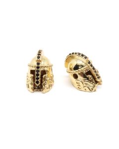 Perla Spartanac 15x10mm  prevlaka pozlata Yellow Gold + CZ Cirkoni...P-P119-03G-02