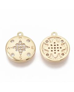 Privezak kompas 10x8.5x2mm  prevlaka pozlata Yellow Gold i CZ cirkoni(  332075 )