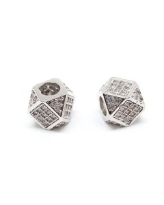 Perla 7x7mm+CZ Cirkoni, Rodijum...P-G493-38P-01