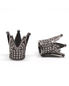 Perla Kruna 12x10 mm rodijum u Hematit crna+CZ( 334004 )