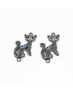 Konektor 21x11 mm Rodijumu boji hematit crna + CZ cirkoni (  334022 )