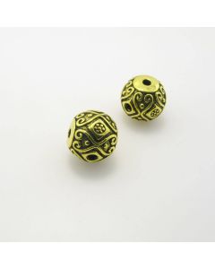 Metalna perla sa 3 rupe , dimenzije 14x13mm , rupe oko 2 mm- boja antik zlatna , pakovanje 2 komada ( 3P109AZ14 )