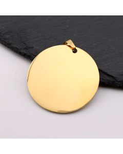 Stainless Steel medaljon Gold 40 x1 mm, rupa 2mm (23SSK05AG)