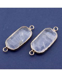 Konektor prirodni kamenl Gorski Kristal- 15*35x5 mm Gold...25KP16G-01