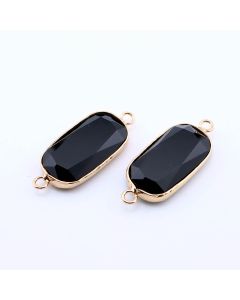 Konektor prirodni kamenl Crni Ahat - 15*35x5 mm Gold...25KP16G-04