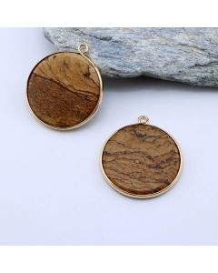 Privezak prirodni kamen Pejzažni Jaspis - 30*2 mm Gold...25KP17-05
