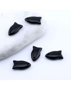 Privezak prirodni kamen Crni Ahat -Fish 12*22 mm ...25KP29-02