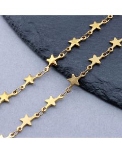 304 Stainless Steel lanac zvezda 12.5x6, link 3.5x2x0.2 mm Gold...SSL-M003-06G-10m