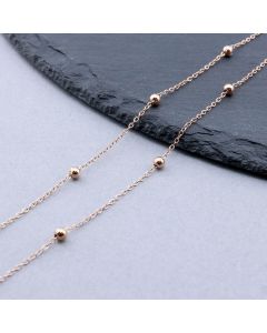 304 Stainless Steel lanac 1.5x1.2x0.2mm, Perla : 3mm Rose Gold...SSL-F013-04RG-10m