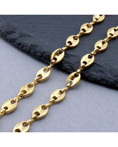 304 Stainless Steel Coffe Bean Lanac 7x5mm Gold...SSL-101131-35G