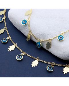 Mesing Handmade Lanac 18K pozlata 1x1x1mm,Oko: 10x7x3mm, Ruka: 7x6x0.2mm,...MLP-I031-07G-10m