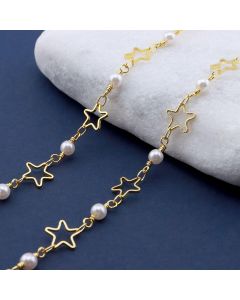 Mesing Handmade Lanac 18K Pozlata 4x2x0.3mm, Zvezda: 8x8x1mm,...MLP-I031-03G-5m