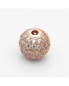 Perle pozlata Rose gold sa Cubic Zirconia 8mm (CZ-R8mm-RGS)