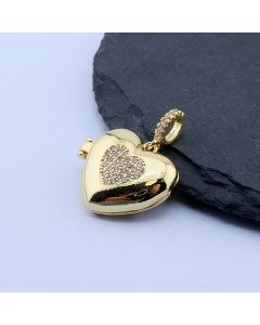 Privezak Srce + CZ 15x13 mm, 18k Pozlata...P-Z018-06G
