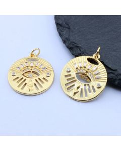 Privezak Oko+CZ 22x20 mm, 18k Pozlata...P-I044-53G