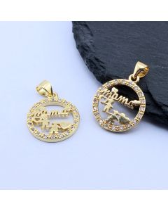 Privezak Mama+ CZ 19x16 mm, 18k Pozlata...P-A011-28G
