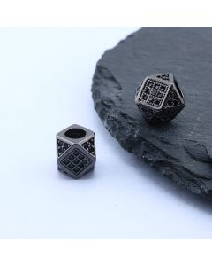 Perla+CZ Cirkoni 7x7 mm,Rodijum Hematit...P-L088-01A