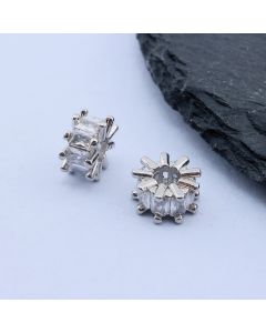 Perla+CZ Cirkoni 8.5x4.5 mm, Rodijum...P-U014-04P