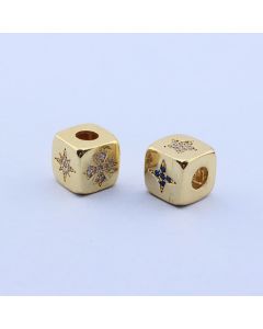 Perla Kocka+CZ Cirkoni 9x9,18k Pozlata...P-K238-37G