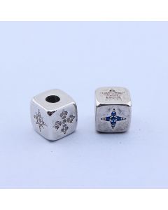 Perla Kocka+CZ Cirkoni 9x9,Rodijum...P-K238-37P