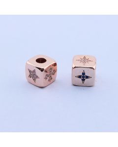 Perla Kocka+CZ Cirkoni 9x9,Rose Gold...P-K238-37RS