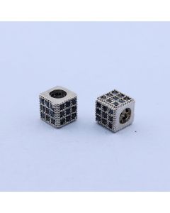 Perla Kockica+CZ Cirkoni 6x6 mm,Rodijum...P-F088-026P