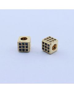 Perla Kockica+CZ Cirkoni 6x6 mm,18k Pozlata...P-F088-026G