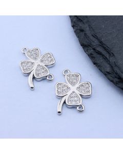 Konektor Detelina+CZ Cirkoni 15.5x15 mm,Rodijum...P-E118-13P
