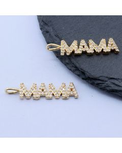 Privezak Mama+CZ 30x7 mm, 18k Pozlata...P-L093-71G