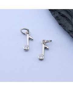 Privezak Nota+CZ 9x4 mm, Rodijum...P-L070-89-R
