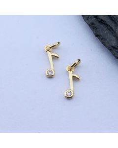 Privezak Nota+CZ 9x4 mm, 18k Pozlata...P-L070-89