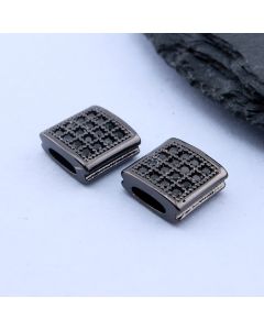 Perla+CZ Cirkoni 9x9 mm, Rodijum Hematit...P-G097-05H