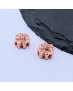Perla+CZ Cirkoni 8x8 mm,Rose Gold...P-332110