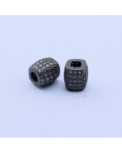 Perla+CZ Cirkoni 7x6.5 mm,Rodijum Hematit...P-332109H