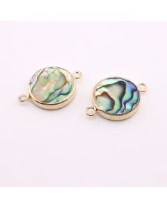 Konektor Prirodna Paua Školjka 22~23x15~16x3~4 mm- obod boja zlata (  340018 )