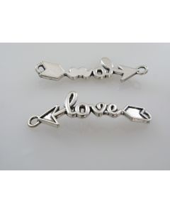 Konektor  strela  Love 40x12mm, boja antik srebra  ( KON113 )