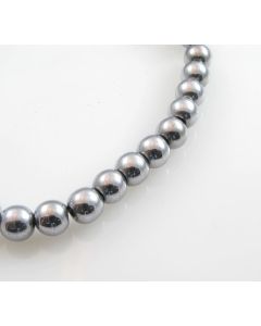 Hematit perle.Electroplate prevlaka, boja silver, Dimenzije 6mm; rupa: 1mm. Niz sadrži oko 70 perli(KP-HEM-18)