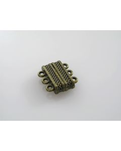 Magnetna kopča  za 3 niza,  17x18 mm,  boja antik bronza    ( MAGKOP116AB )