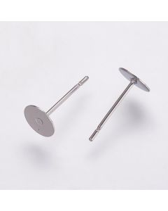 304 Stainless Steel Igle za Minđuše sa podlogom za lepljenje 12x5mm, podloga 5mm ( NC- UD005 )