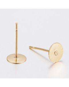 304 Stainless Steel Iglica za Minđuše - podloga 5x0,3mm- boja zlata ( NCUD013 )
